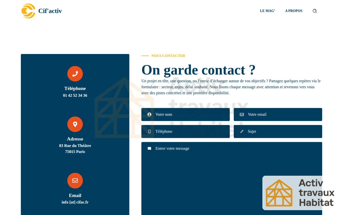 Capture : Contact - Cif'activ